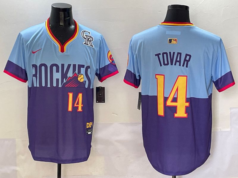 Men Colorado Rockies 14 Tovar Purple blue Joint Name 2025 Nike MLB Jersey style 5